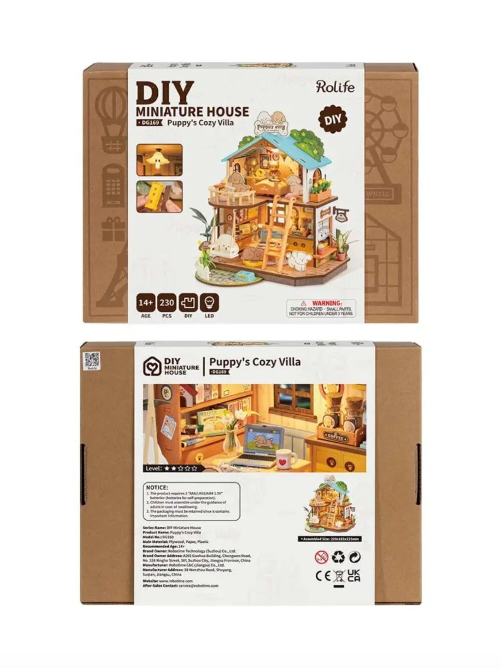 Rolife NEW Puppy's Cozy Villa DIY Miniature House DG169